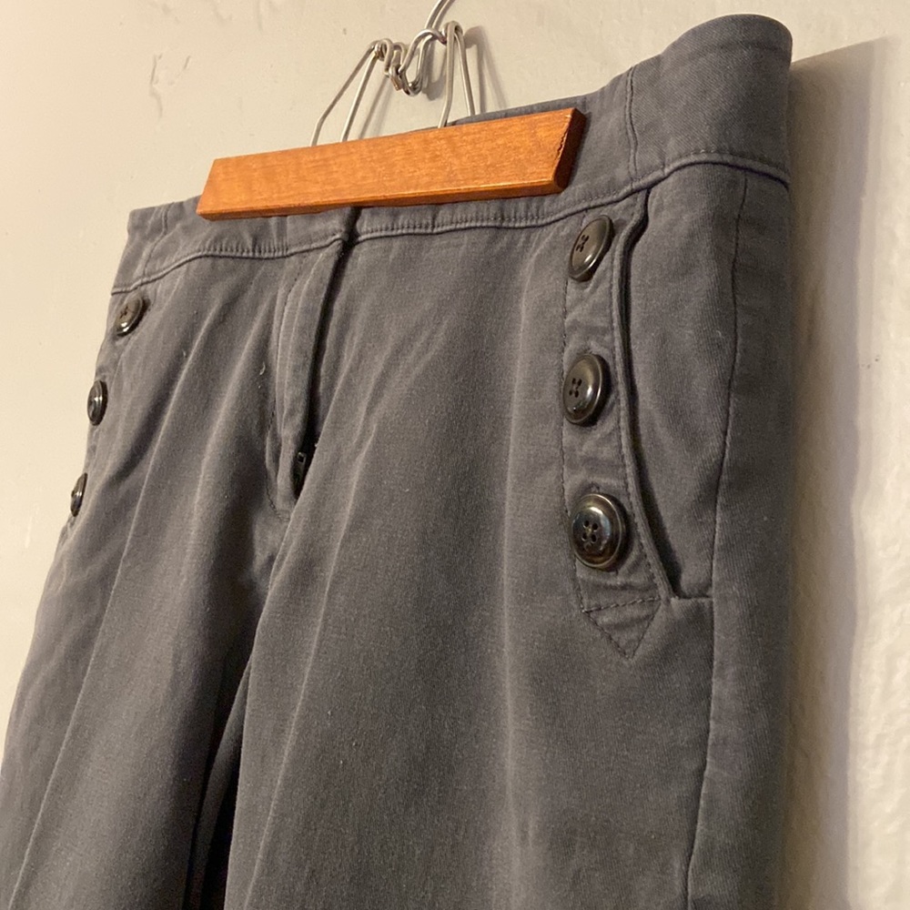 Cropped work pant with front button detail